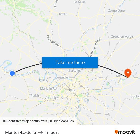 Mantes-La-Jolie to Trilport map
