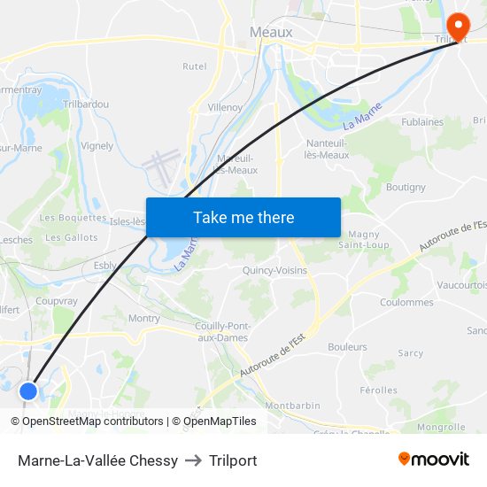 Marne-La-Vallée Chessy to Trilport map