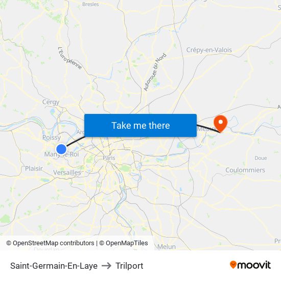 Saint-Germain-En-Laye to Trilport map