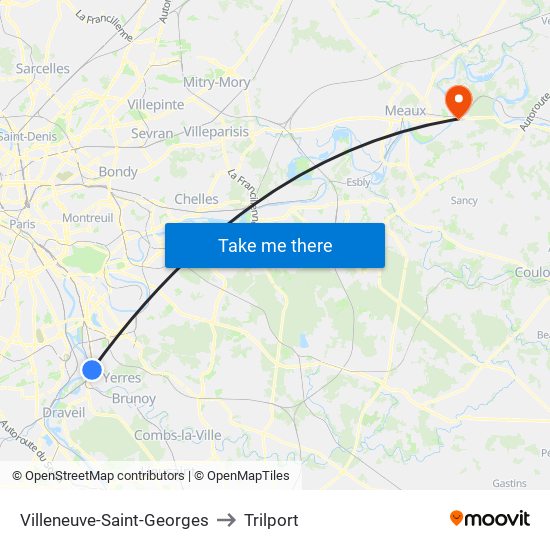 Villeneuve-Saint-Georges to Trilport map