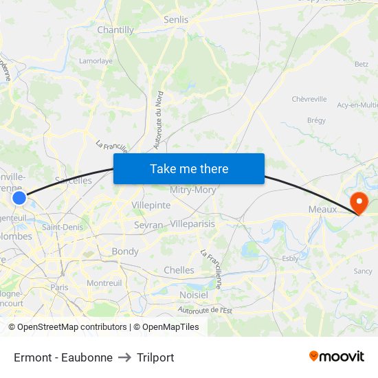 Ermont - Eaubonne to Trilport map