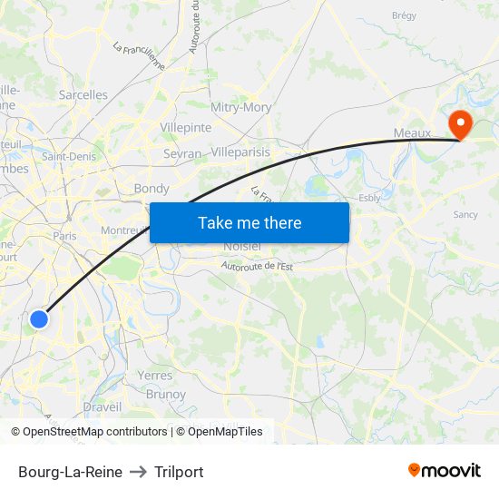 Bourg-La-Reine to Trilport map