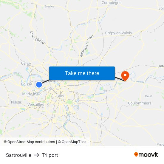 Sartrouville to Trilport map