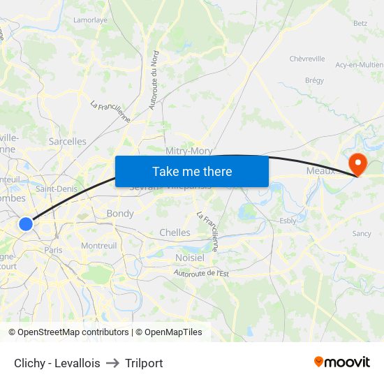 Clichy - Levallois to Trilport map