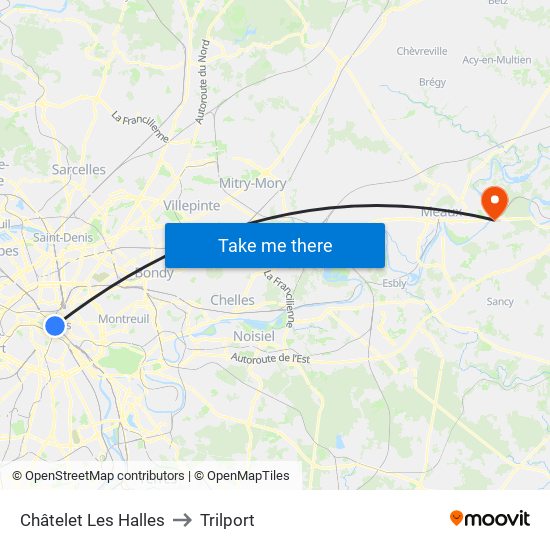 Châtelet Les Halles to Trilport map