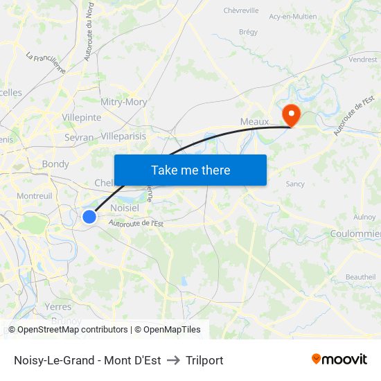 Noisy-Le-Grand - Mont D'Est to Trilport map