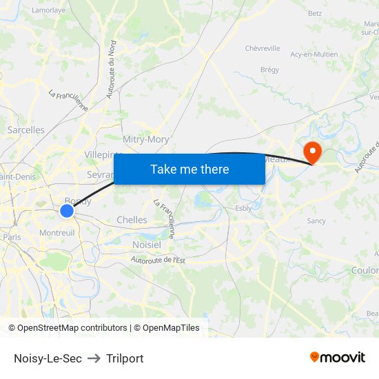 Noisy-Le-Sec to Trilport map