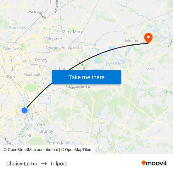 Choisy-Le-Roi to Trilport map