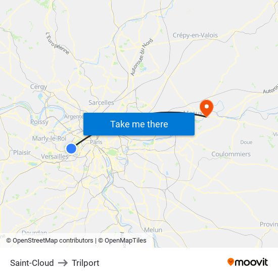 Saint-Cloud to Trilport map