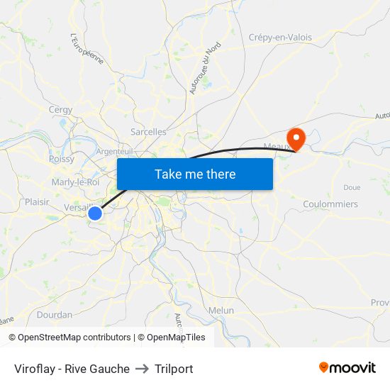 Viroflay - Rive Gauche to Trilport map