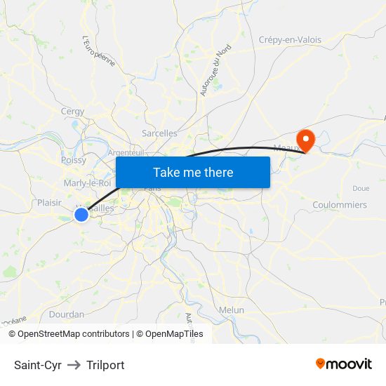 Saint-Cyr to Trilport map