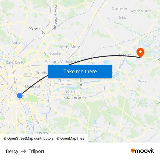 Bercy to Trilport map