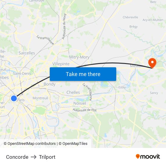 Concorde to Trilport map