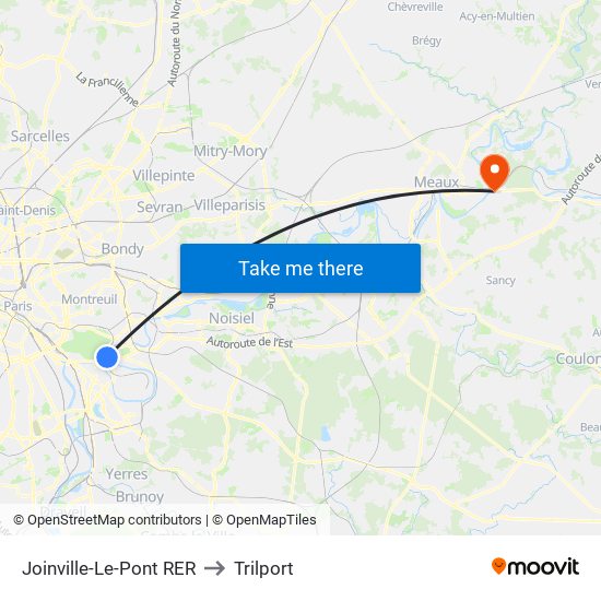 Joinville-Le-Pont RER to Trilport map
