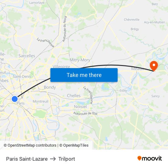 Paris Saint-Lazare to Trilport map