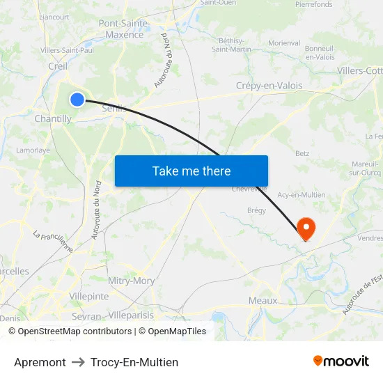 Apremont to Trocy-En-Multien map