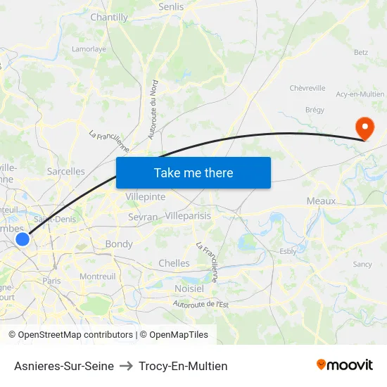 Asnieres-Sur-Seine to Trocy-En-Multien map