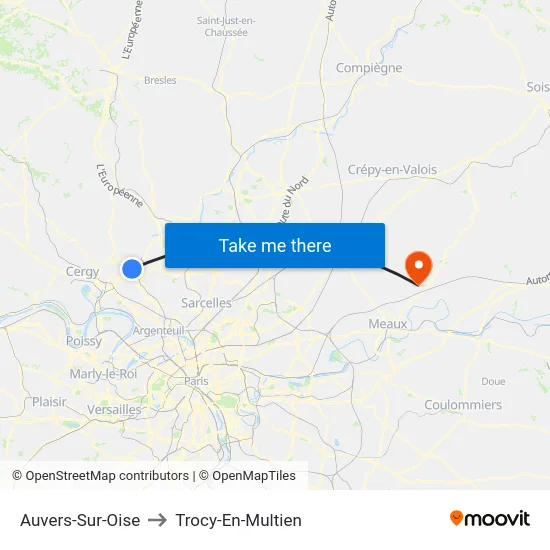 Auvers-Sur-Oise to Trocy-En-Multien map