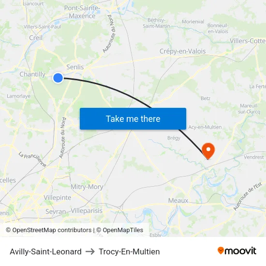 Avilly-Saint-Leonard to Trocy-En-Multien map
