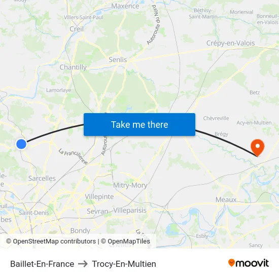 Baillet-En-France to Trocy-En-Multien map