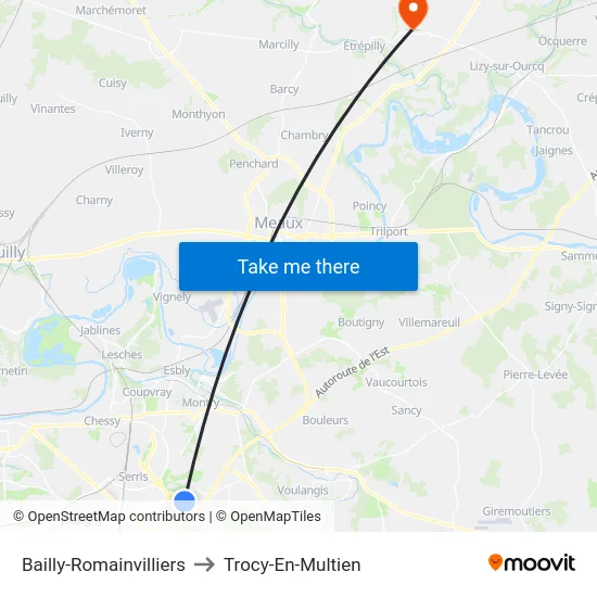 Bailly-Romainvilliers to Trocy-En-Multien map