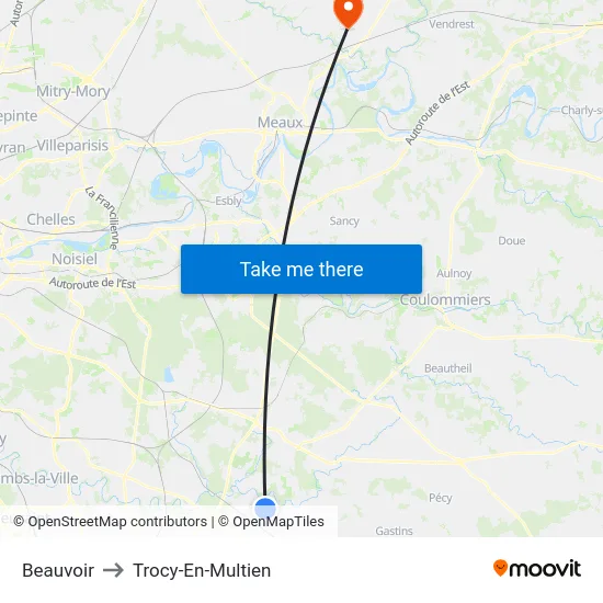 Beauvoir to Trocy-En-Multien map