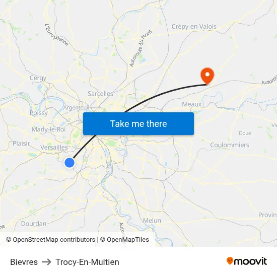 Bievres to Trocy-En-Multien map