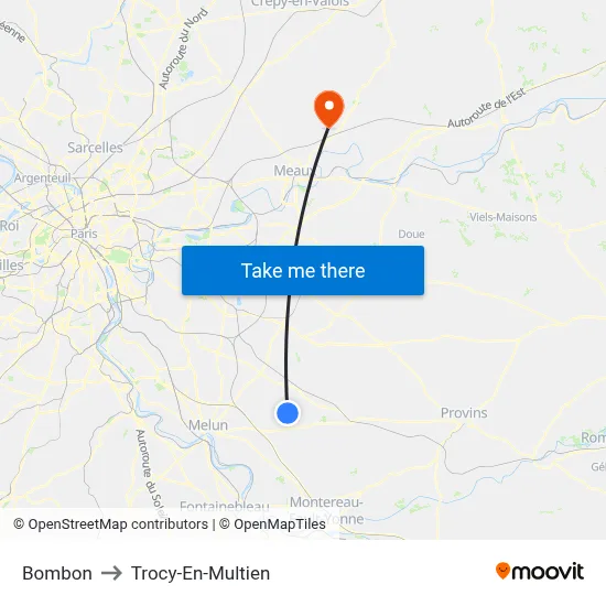 Bombon to Trocy-En-Multien map
