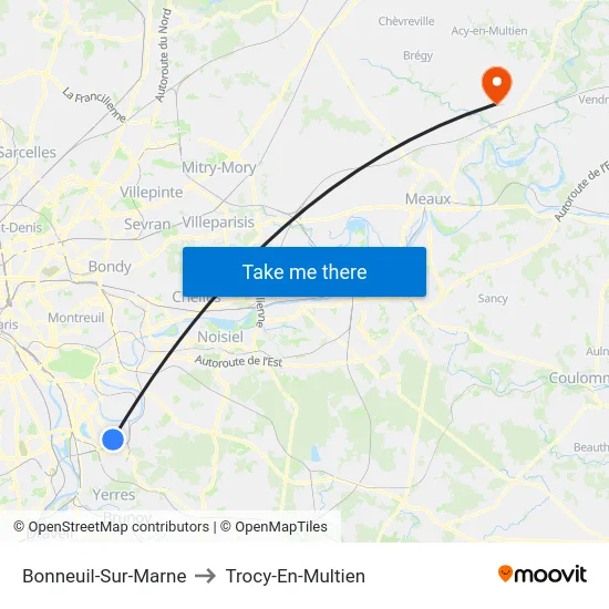 Bonneuil-Sur-Marne to Trocy-En-Multien map