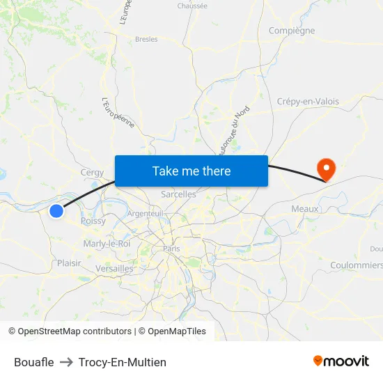 Bouafle to Trocy-En-Multien map