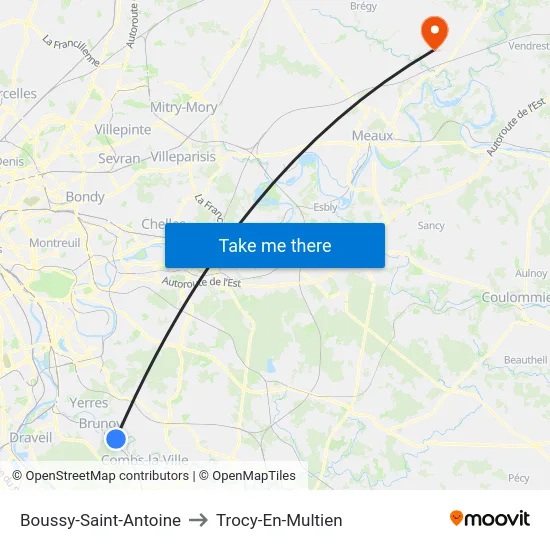 Boussy-Saint-Antoine to Trocy-En-Multien map