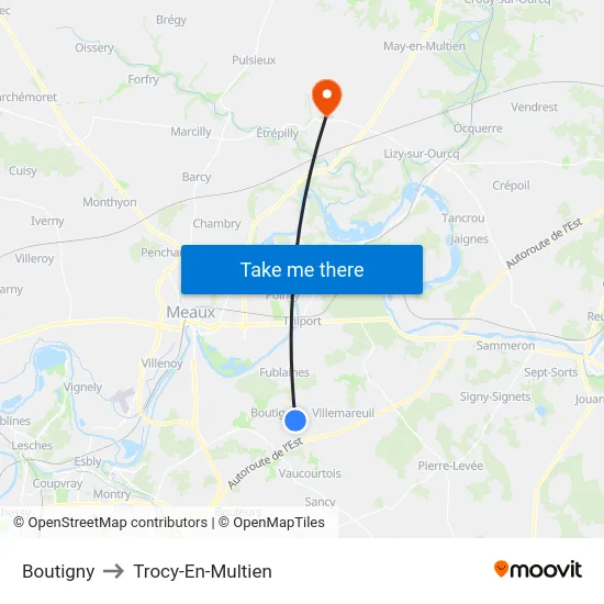 Boutigny to Trocy-En-Multien map