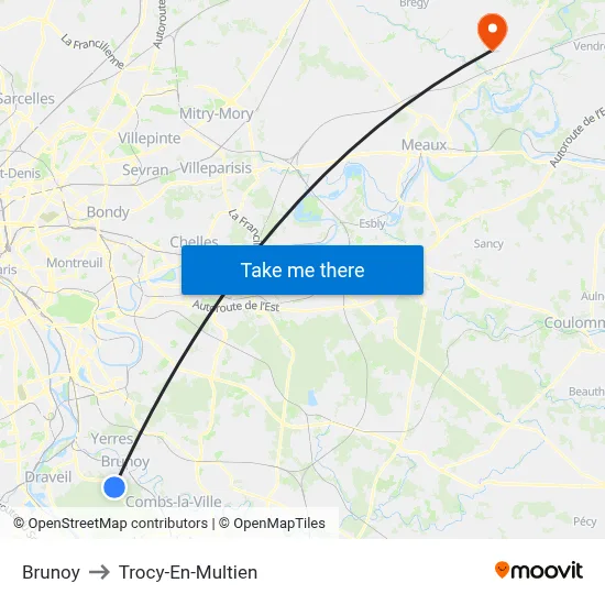 Brunoy to Trocy-En-Multien map