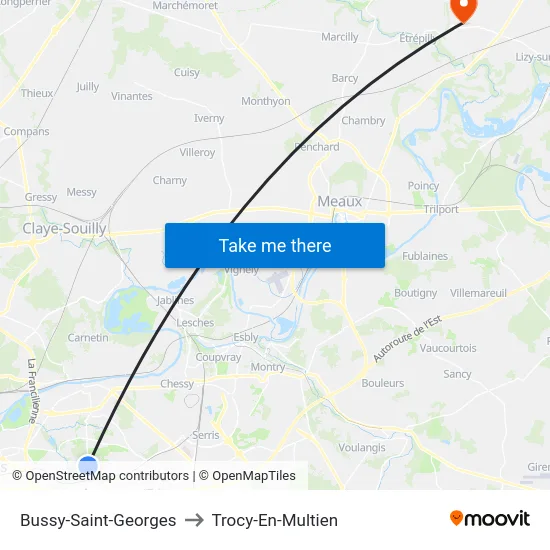 Bussy-Saint-Georges to Trocy-En-Multien map
