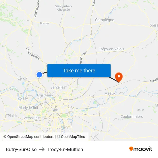 Butry-Sur-Oise to Trocy-En-Multien map