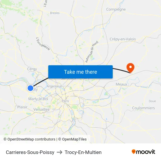 Carrieres-Sous-Poissy to Trocy-En-Multien map