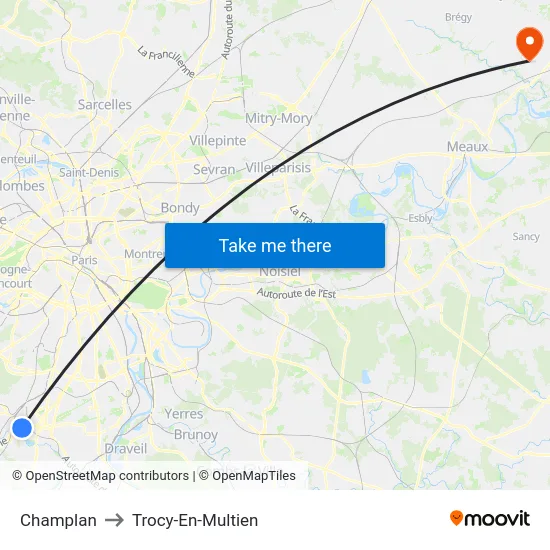Champlan to Trocy-En-Multien map
