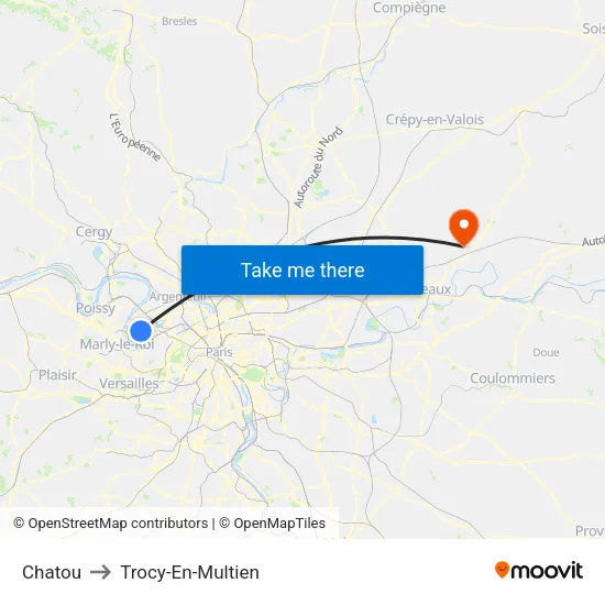 Chatou to Trocy-En-Multien map