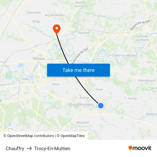 Chauffry to Trocy-En-Multien map