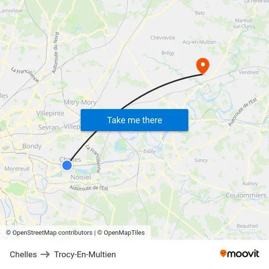 Chelles to Trocy-En-Multien map