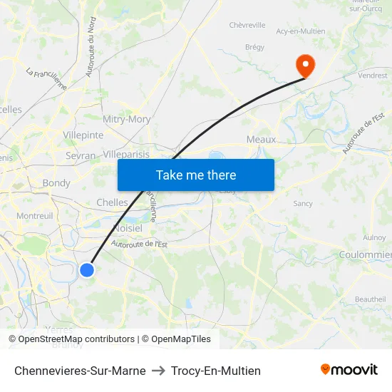 Chennevieres-Sur-Marne to Trocy-En-Multien map