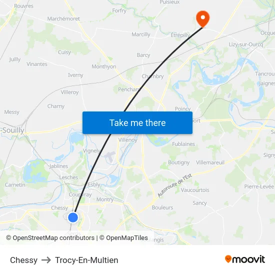 Chessy to Trocy-En-Multien map