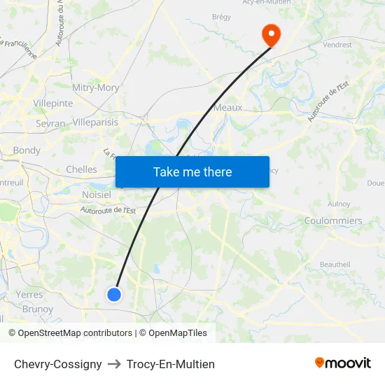 Chevry-Cossigny to Trocy-En-Multien map