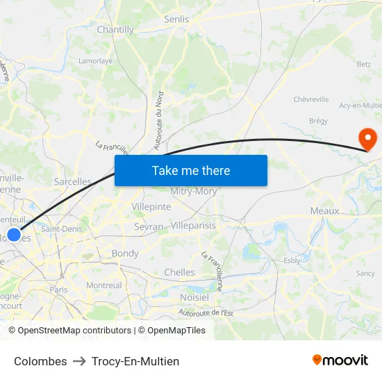 Colombes to Trocy-En-Multien map