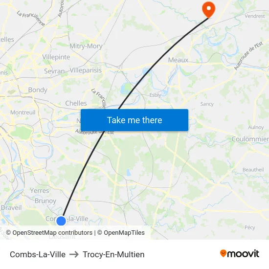 Combs-La-Ville to Trocy-En-Multien map
