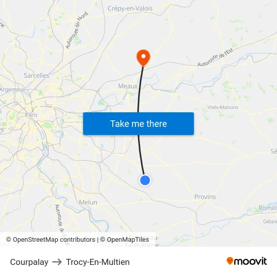 Courpalay to Trocy-En-Multien map