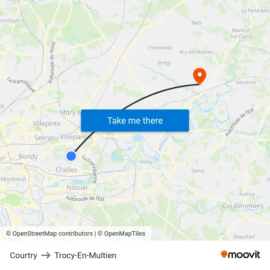 Courtry to Trocy-En-Multien map