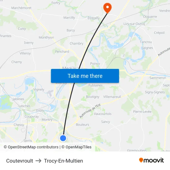 Coutevroult to Trocy-En-Multien map