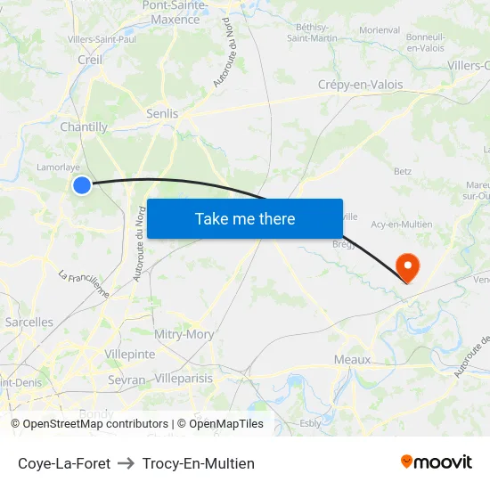 Coye-La-Foret to Trocy-En-Multien map
