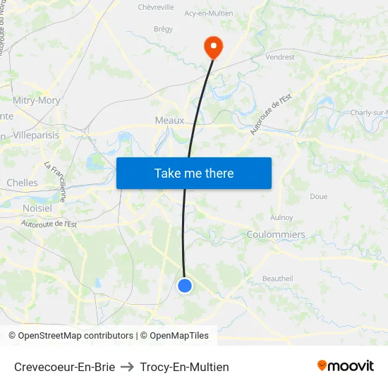 Crevecoeur-En-Brie to Trocy-En-Multien map
